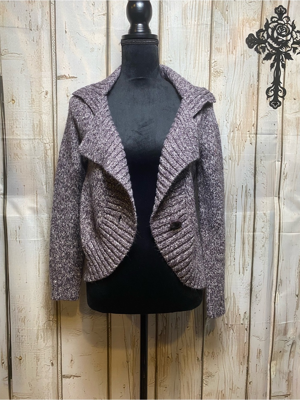 Fall Fashion New York & Company Heathered Lavender Open-Front Cardigan Sz-S
